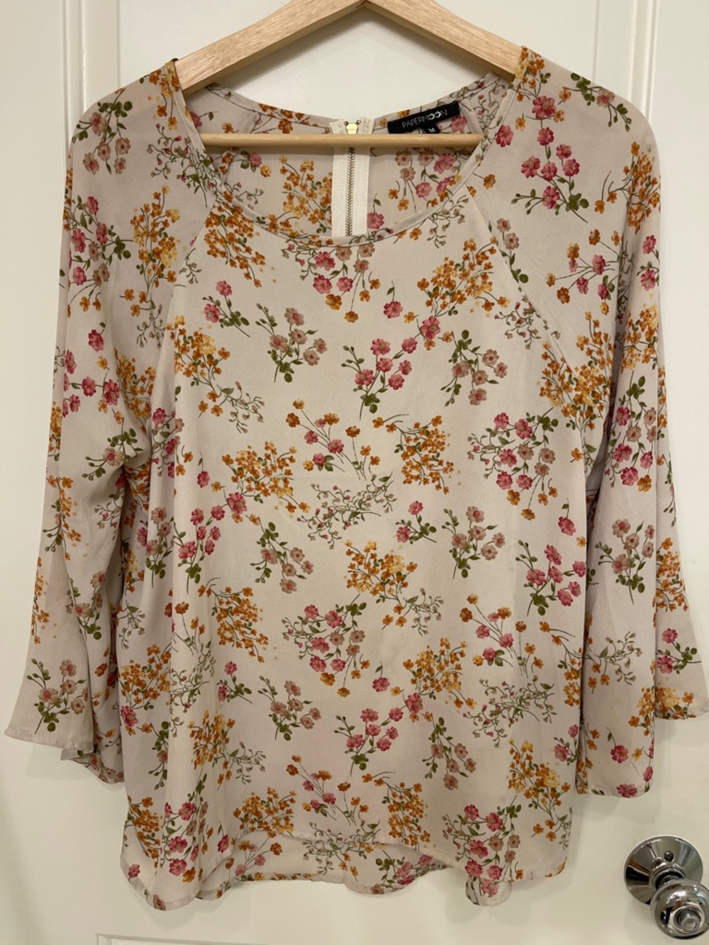 Papermoon Cream Floral Scoop Neck Blouse